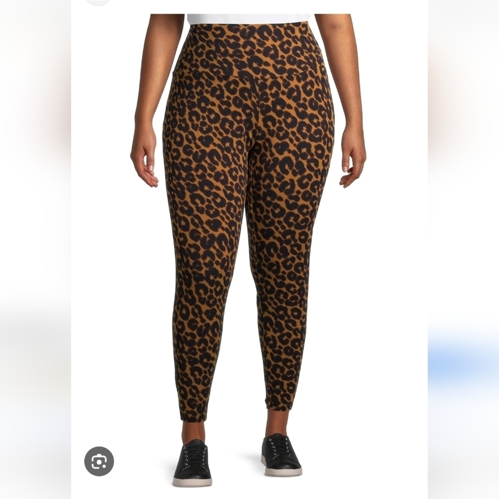 Terra & Sky Women's Plus Size Leopard Print Leggings Lightweight sz 0X, Stretch. - Picture 16 of 16
